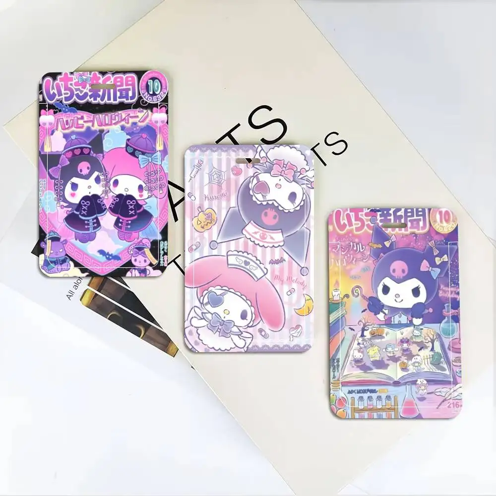 Cute H-Hello K-Kitty Kuromi ID Card Holder Neck Strap Pendant Door Badge Holder Lanyards Keychain Work Credential Case Gift view 2