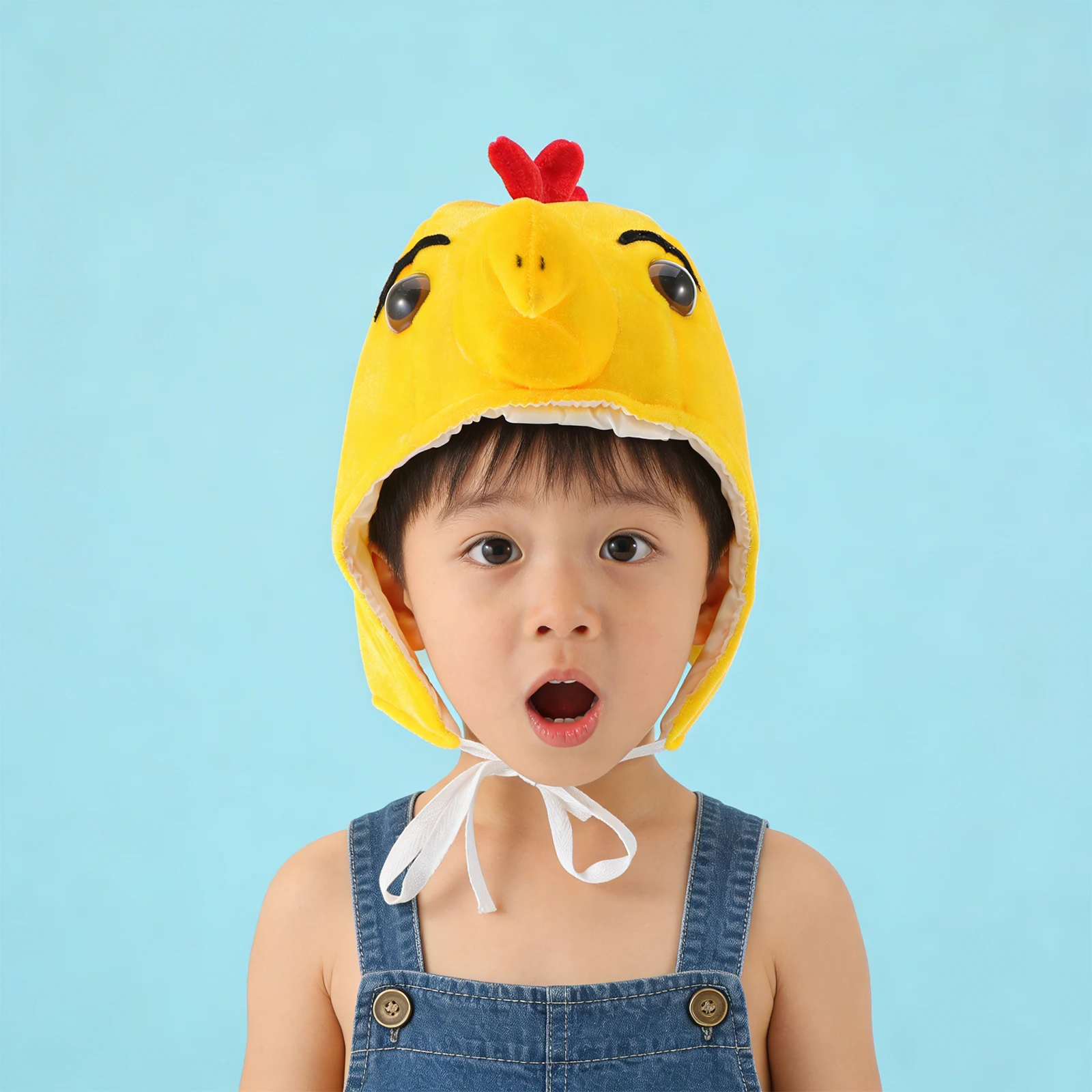 Cartoon Chicken Headwear Bright Yellow Fun Party Cap for Christmas Thanksgiving Dress Up Games Cosplay Prop Kids Adult Festival
