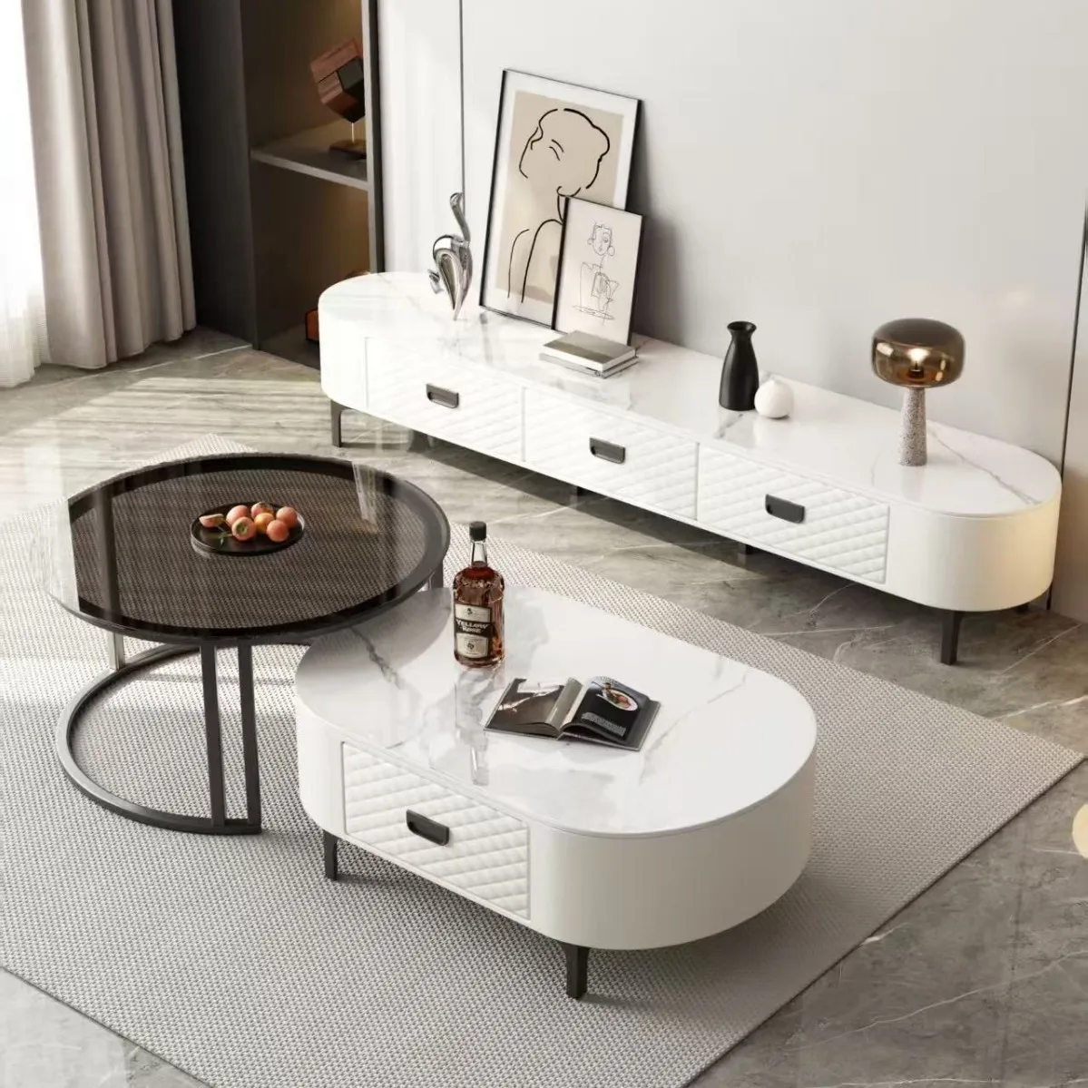 Rock slab coffee table living room household minimalist coffee table TV cabinet