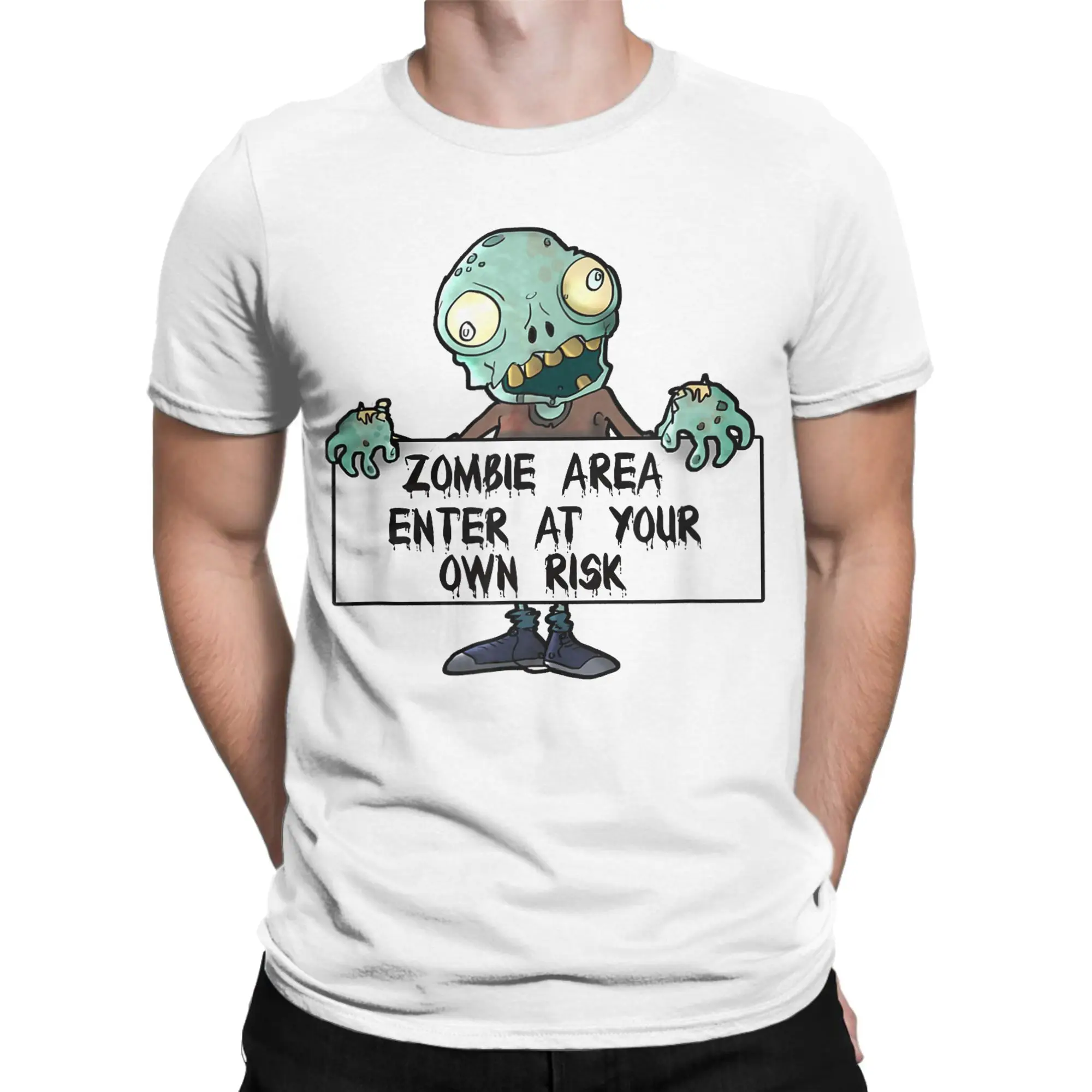 النباتات مقابل الكسالى غيبوبة مخيف مخيف تي شيرت الرجال PVZ رهيبة القطن الخالص تي شيرت طاقم الرقبة قصيرة الأكمام تي شيرت حجم كبير الملابس