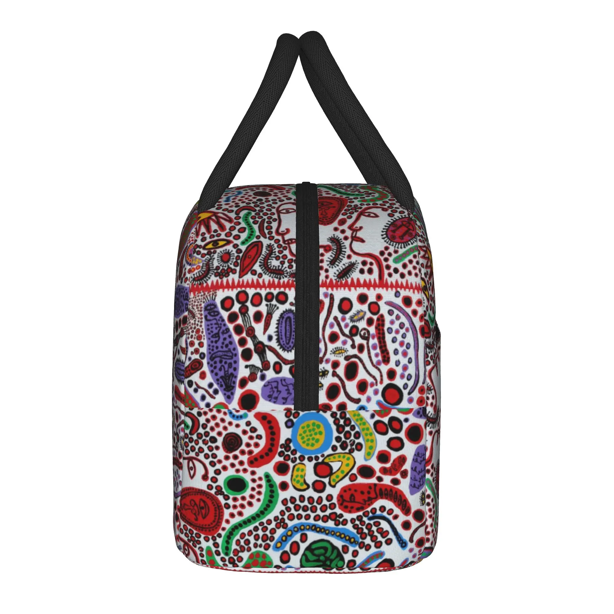 Yayoi Kusama Polka Insulated Lunch Bag Thermal Bag Reusable,Meal Container Aesthetic Portable Tote Lunch Box Bento Pouch