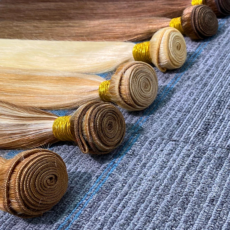 100%人毛ウィーブバンドル、ダブルウェフト、マシンメイドウェフト、縫い付けエクステ、ソフトストレートレミーヘア、100g、女性用