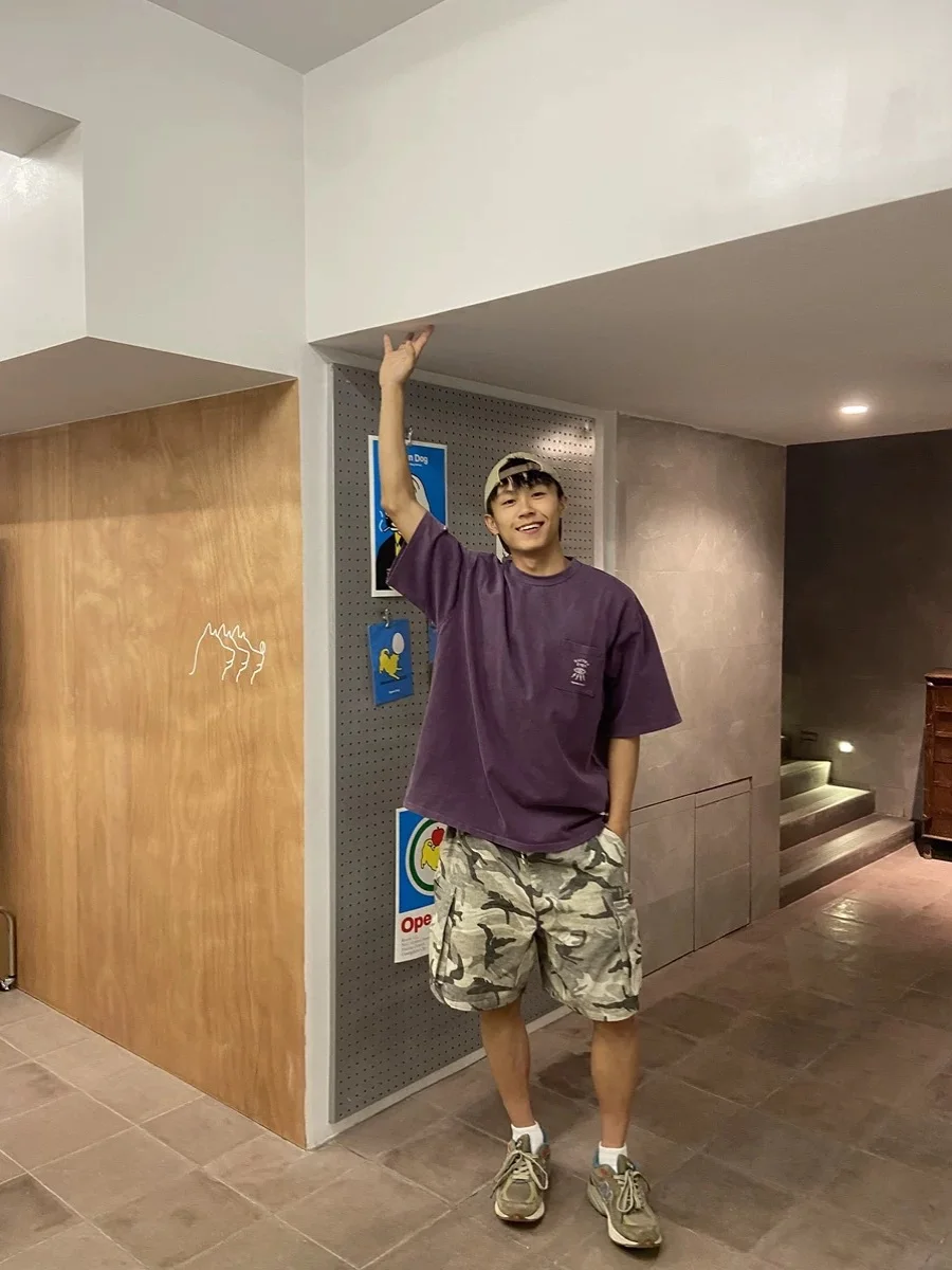 

American Retro Camouflage Trendy Men's orts Street Summer Design Unique ape Accordion ket Workwear Pants Couple