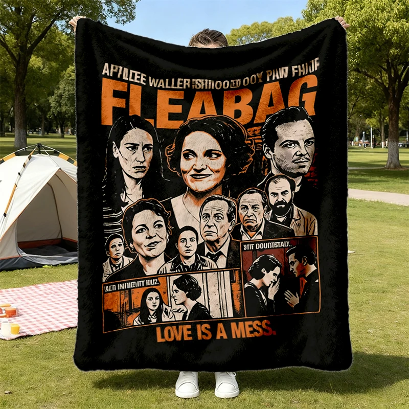 Fleabag Graphic Warm Blanket Phoebe Waller-Bridge BBC Comedy Cozy Blanket Vintage Bootleg Style