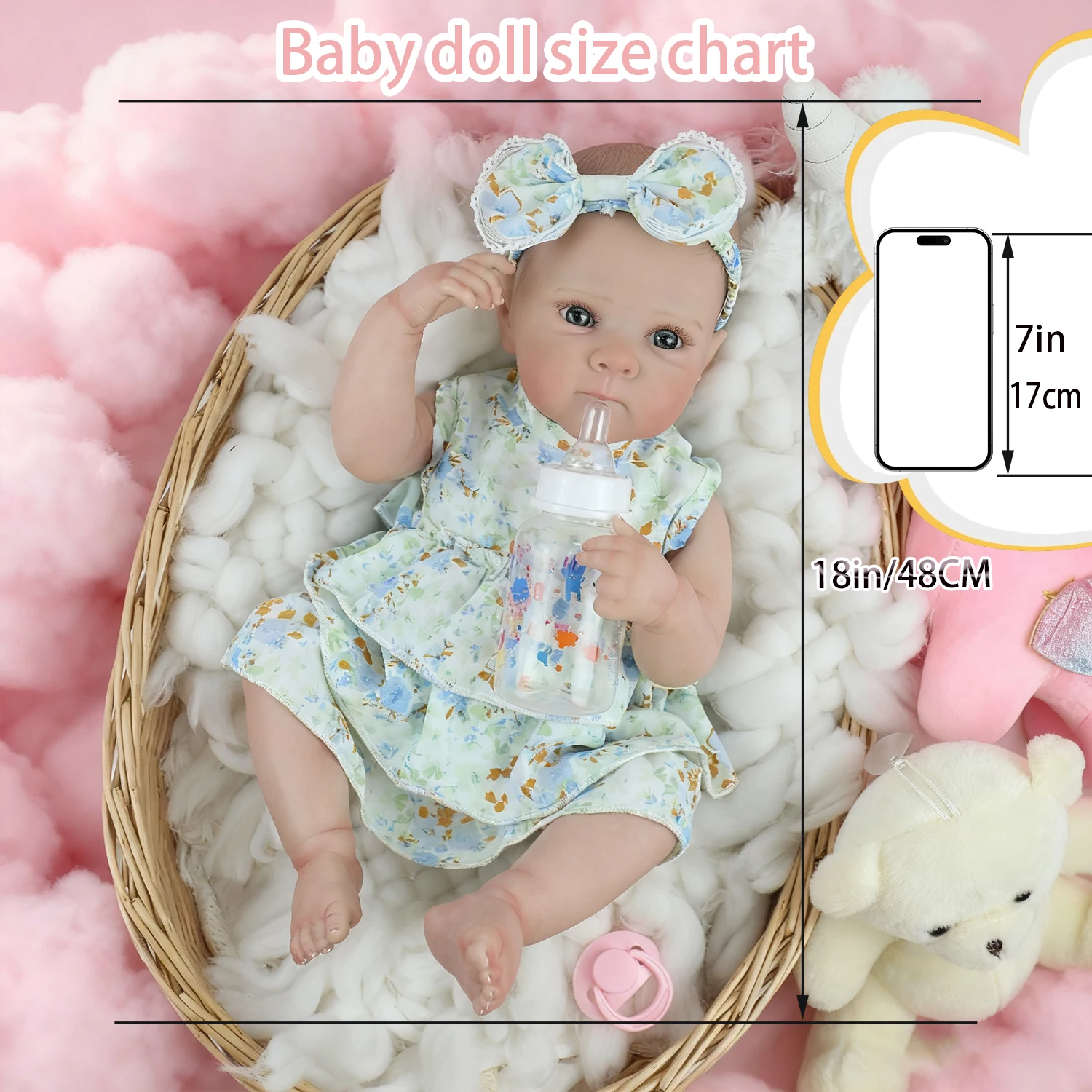 

18inch Reborn Baby Doll Girl Bettie Full Silicone Vinyl Body Lifelike Painted Skin Art Collectible Doll Christmas Toy Gifts