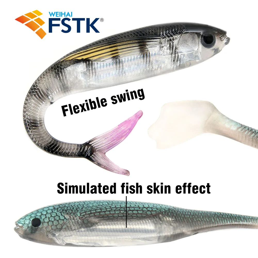 2023 FSTK 2PCS Silicone Baits Paddle Tail Shad Worm Lifelike Soft Bait 9.4g 12.5cm Freshwater Swimbaits  Bass Trout Fishing Lure