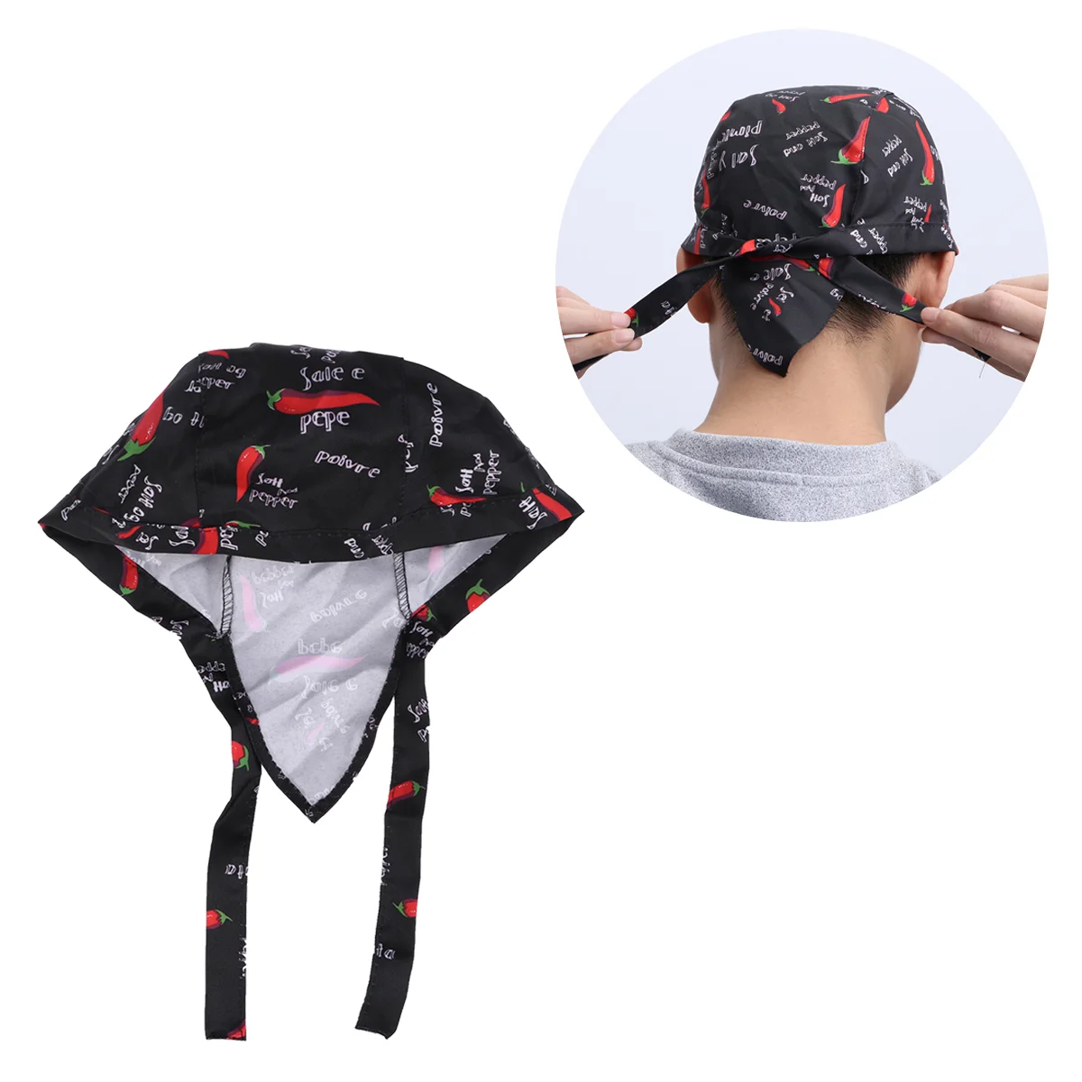 Fashion Cutlery Style Chefs Hat Cap Kitchen Catering Skull Cap Ribbon Cap Turban