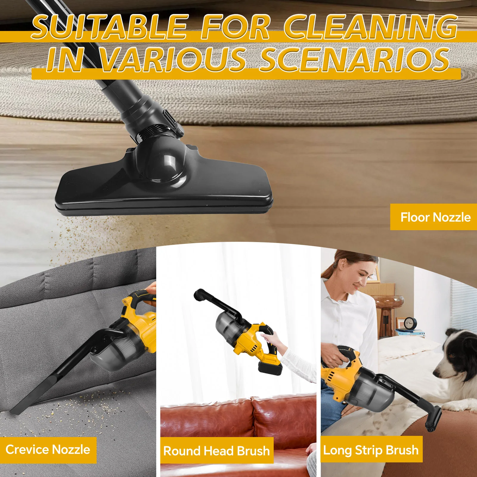 コードレス掃除機 400W ハンドヘルド電気掃除機 20KPA 強力な吸引 Dewalt 20V バッテリーに適合 (バッテリーなし)