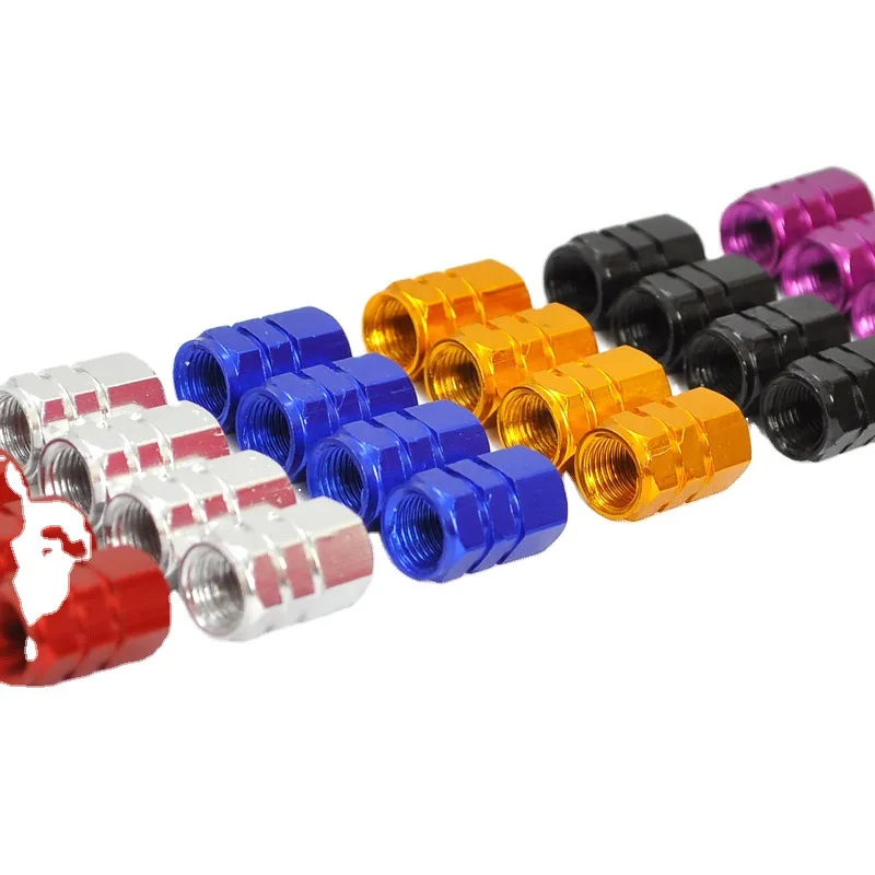 4PCS 자전거 밸브 캡 알루미늄 합금 슈레더 밸브 캡 오토바이 트럭 자동차 자전거 타이어 밸브 스템 커버 자전거 액세서리