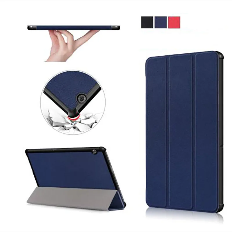 Case for Huawei Mediapad T5 10.1 (AGS2-W09/W19/L03/L09) Tablet, Tri-fold Flip Durable Leather Portable Protector