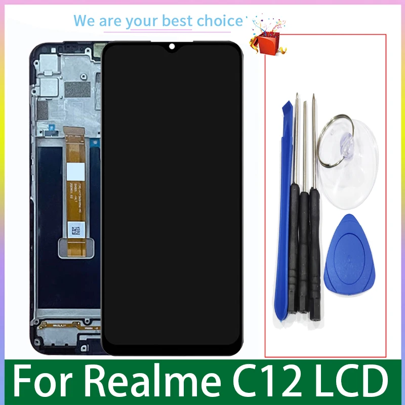 For Realme C12 Original LCD Display With Frame Screen Touch Panel Digitizer Replacement Parts RMX2189