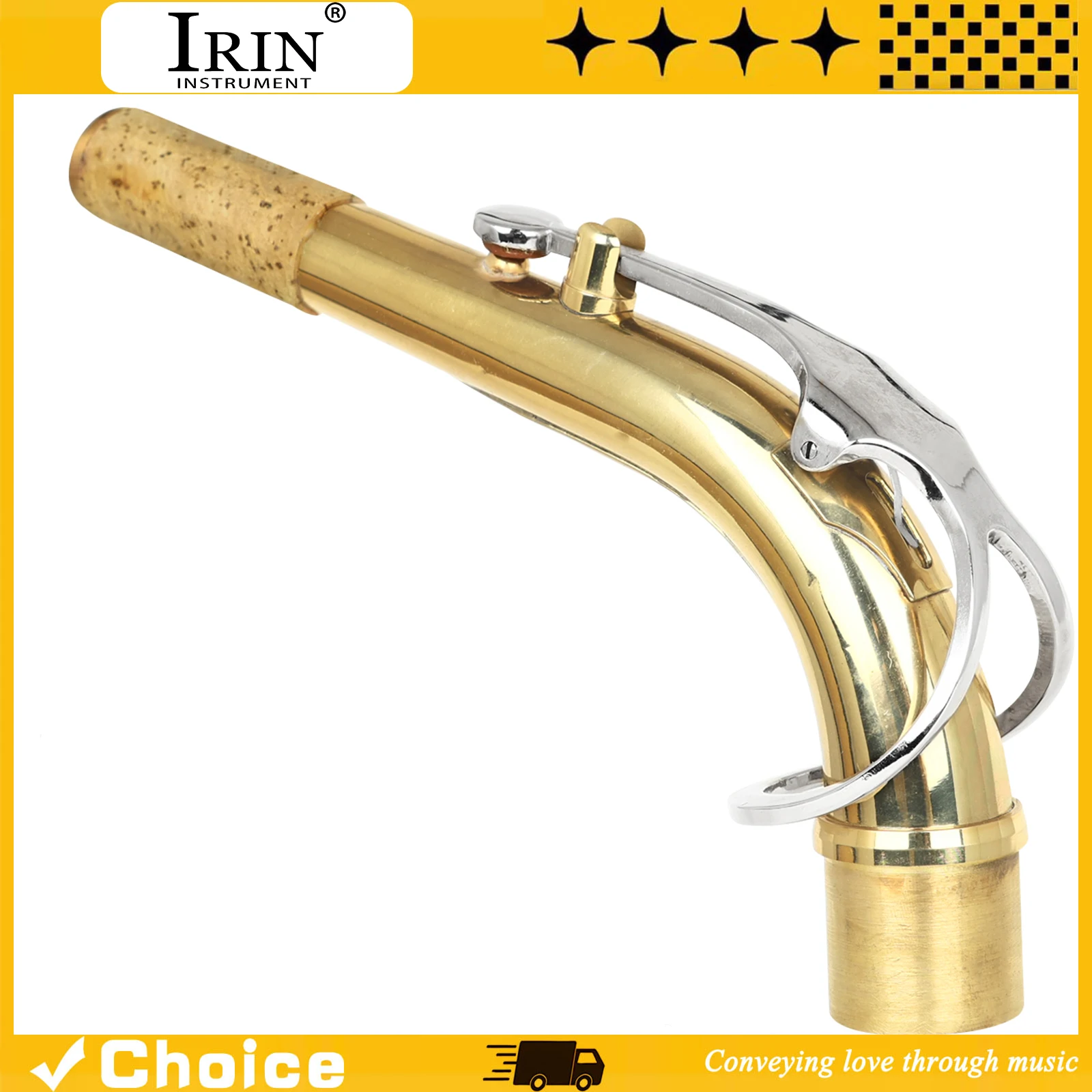 Alto Saxophone Curved Neck Brass Waterproof Soundproofing Cork Sheet Saxophone Curved Neck Woodwind Instrument Accessories
