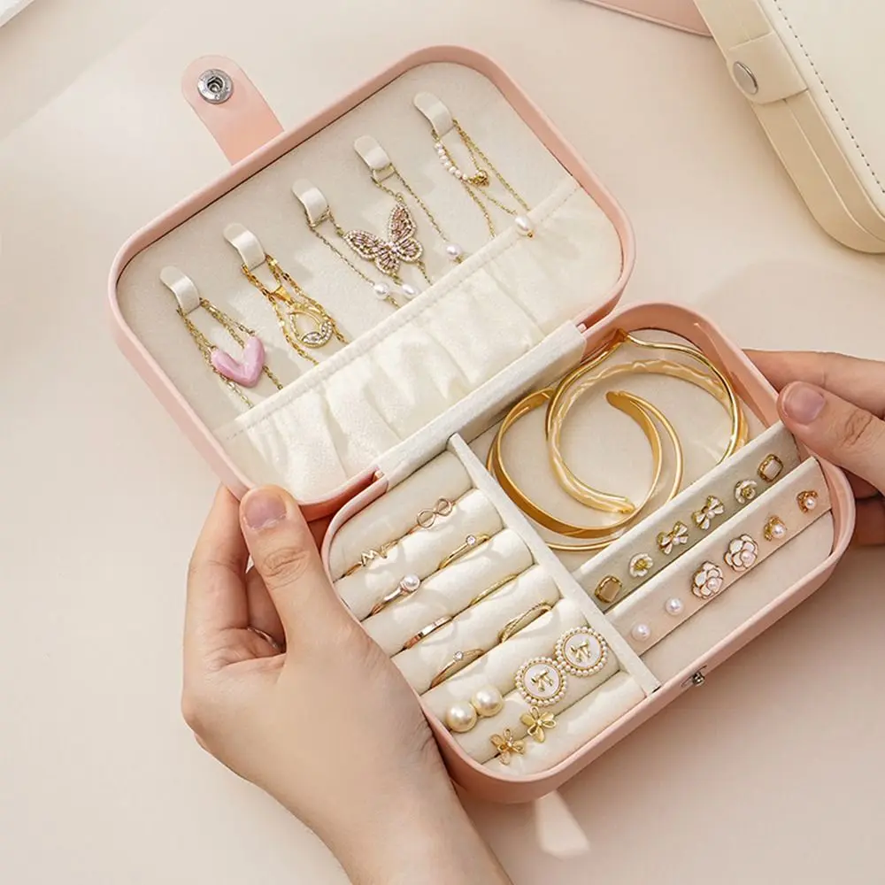 

Простая шкатулка для украшений из искусственной кожи, водонепроницаемый футляр для демонстрации украшений на молнии, прямоугольный органайзер для украшений большой вместимости, дорожный.