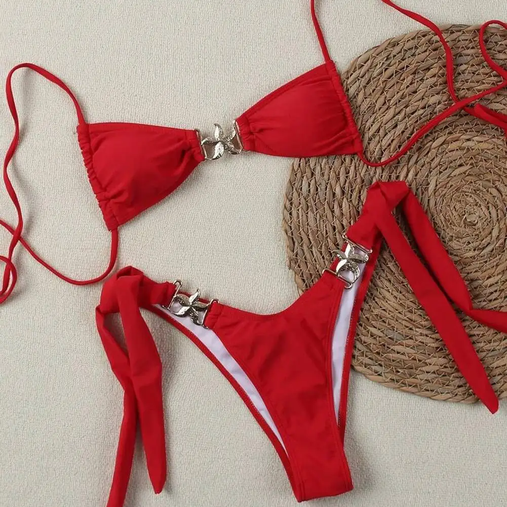 

Women's Sexy Bikinis Set Backless Color Blocked Beach Swimsuit Low Rise Lingerie Summer Ladies Breathable Swimwear