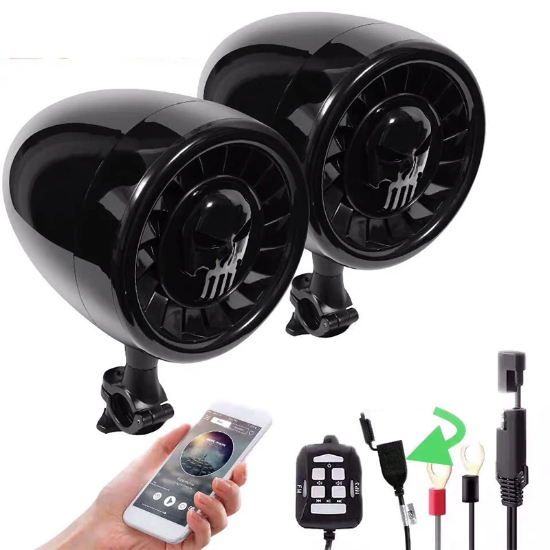 600W Amplifier 5 Inches Motorcycle Bluetooth Speakers Waterproof ATV/UTV/RZR/Boat Audio System With AUX MP3 USB Strong Bass