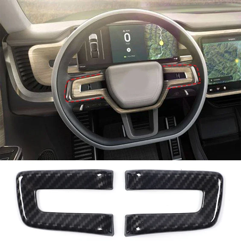 

For Rivian R1T/R1S 2022 ABS Carbon Fiber Car Steering Wheel Button Frame Cover Trim Stickers Car Accessories