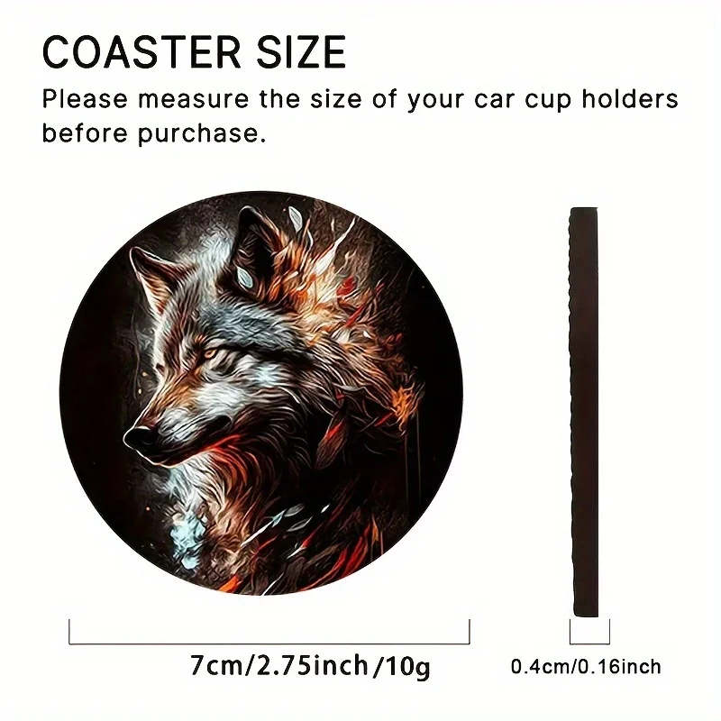 Picture 5: Gray Wolf Pattern Car Cup Holders: Non-Slip, Shock-Proof, And Stylish For Your Vehicle - Perfect Party Gift!