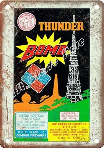 Thunder Bomb Firework Package Art  Reproduction Metal Sign farmhouse room wall vintage decor