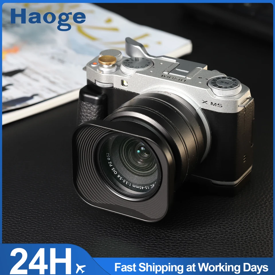 Haoge 52mm Square Metal Lens Hood Shade for Fujifilm XC15-45mm f