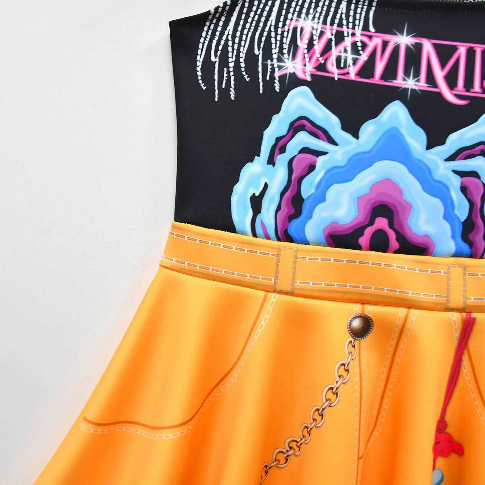 أطفال بنات كشكش الأكمام لطيف الكرتون طباعة فستان رقص الباليه هالوين موضوع حفلة الشيطان هنتر تأثيري أداء زي