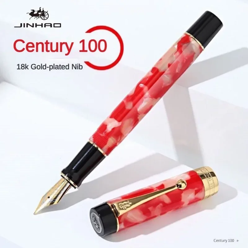 

JINHAO 100 Centennial Resin Fountain Pen 18KGP Golden Clip Nib Fine Business Gift Pen Stationary Office School Supplies PK 9019