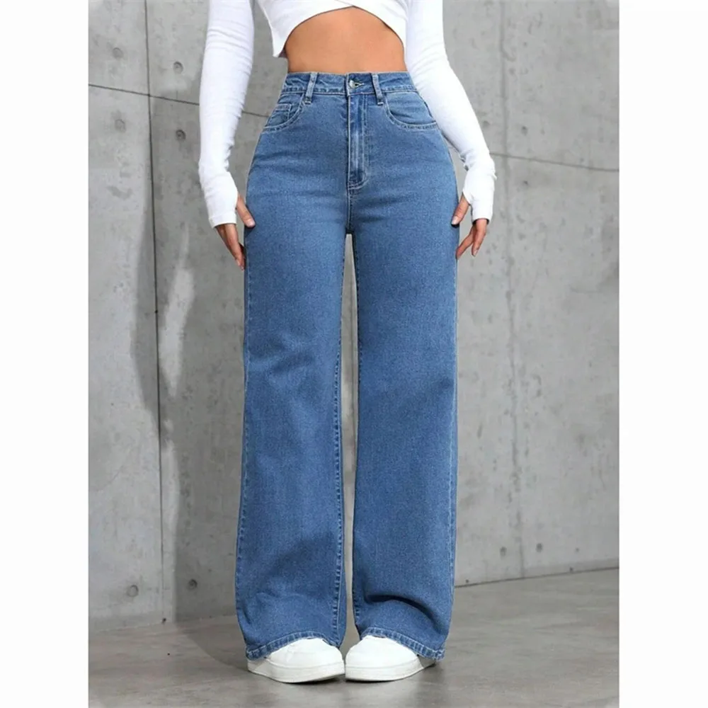 

Spring Autumn New Europe The United States Wide-Leg Straight Tube Slim Washed Drape High Waist Joker Jeans Mop The Floor Women's