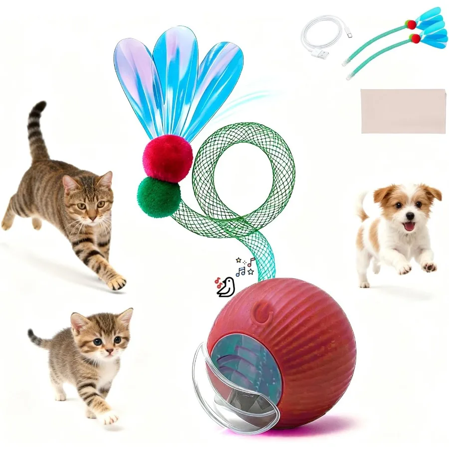 

Игрушки для кошек для домашних кошек Автоматическая интерактивная игрушка для котят со скоростным шариковым хвостом в качестве психической стимуляции домашних животных Котята Маленькие собаки и