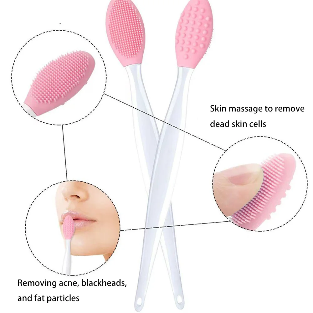 5/10 個シリコーンフェイススクラバークリーニングブラシ角質除去リップブラシ両面鼻クリーンツールスキンケアアプリケーター用