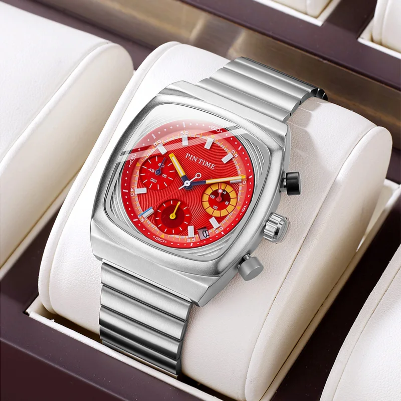 new-square-multi-function-triple-dial-six-hand-men's-quartz-watch-luxury-niche-high-quality-women's-watch-retro