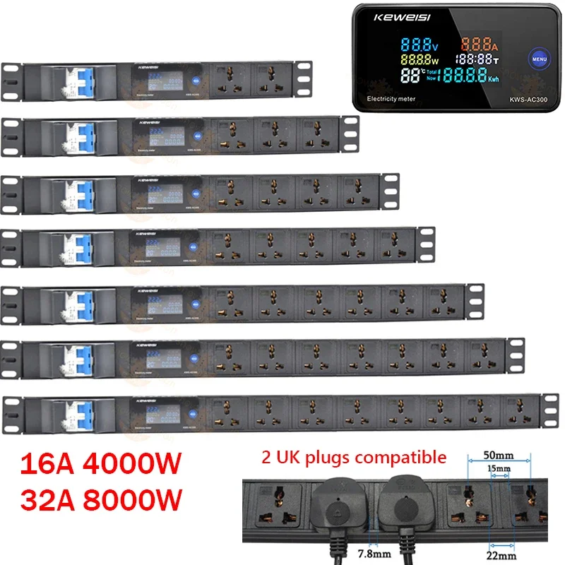 Network cabinet wireless intelligent power supply distribution unit 4000/8000W 2-6 universal socket outlets