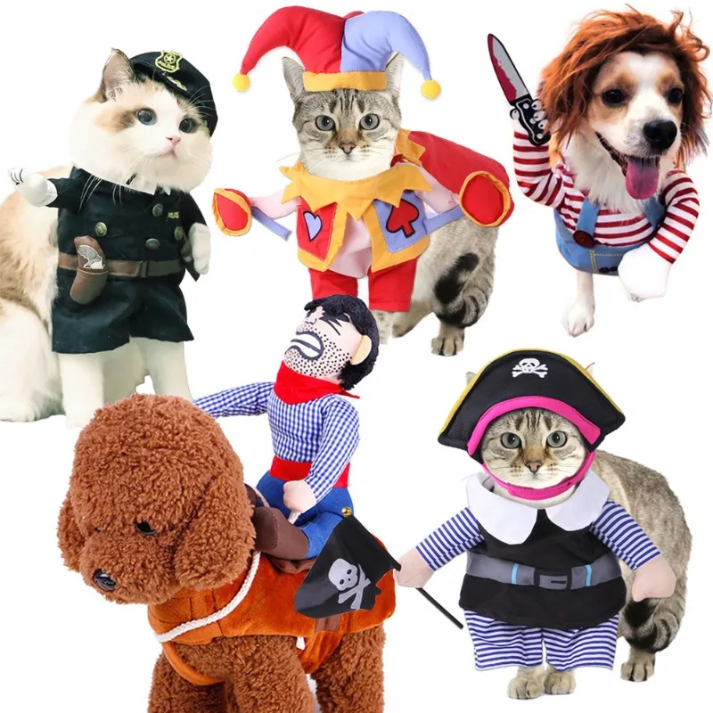 Dog fancy dress Horseback Riding Cosplay Costume Halloween Funny New Year\'s Dog Suit Soft Breathable Clothes Dogs Accessories