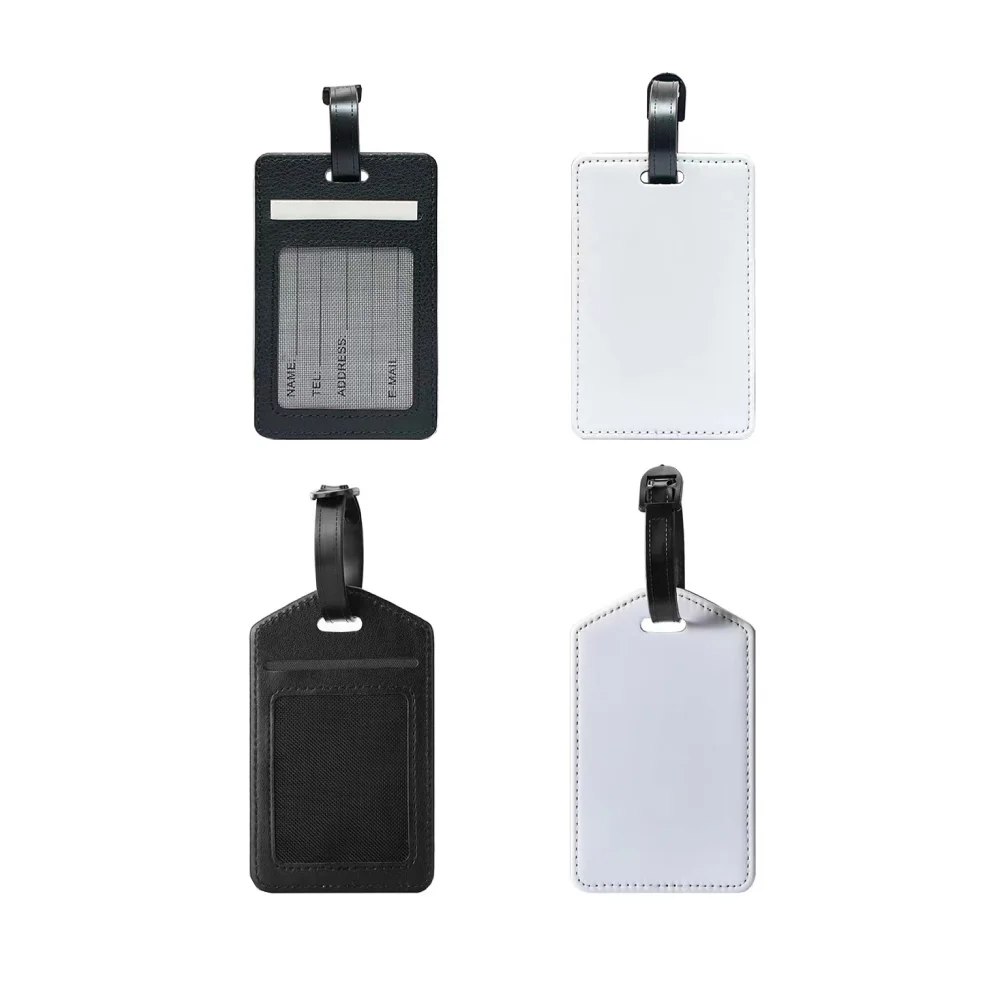 Sublimation Blank Luggage Tags For Suitcase PU Work Card Holder Travel Accessories PU Name Tags For Heat Transfer Print