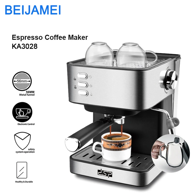 

Espresso Coffee Machine Instant Preheat Coffee Maker with Milk Frother Cafetera Cappuccino Hot Water Steam