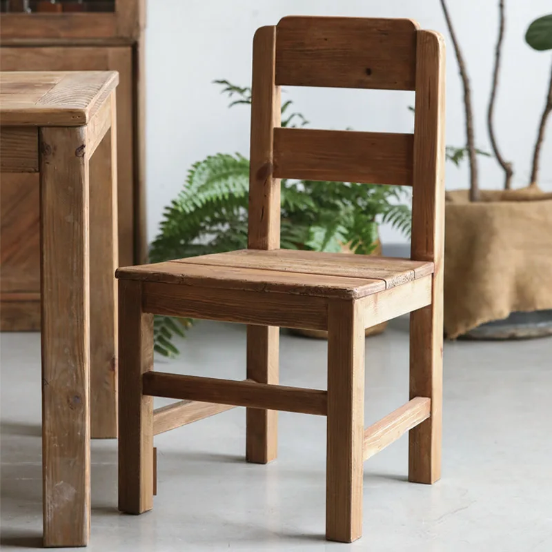 Dining chair, old pine, quiet wind, living room, solid wood armchair, retro single chair, folk style chair.