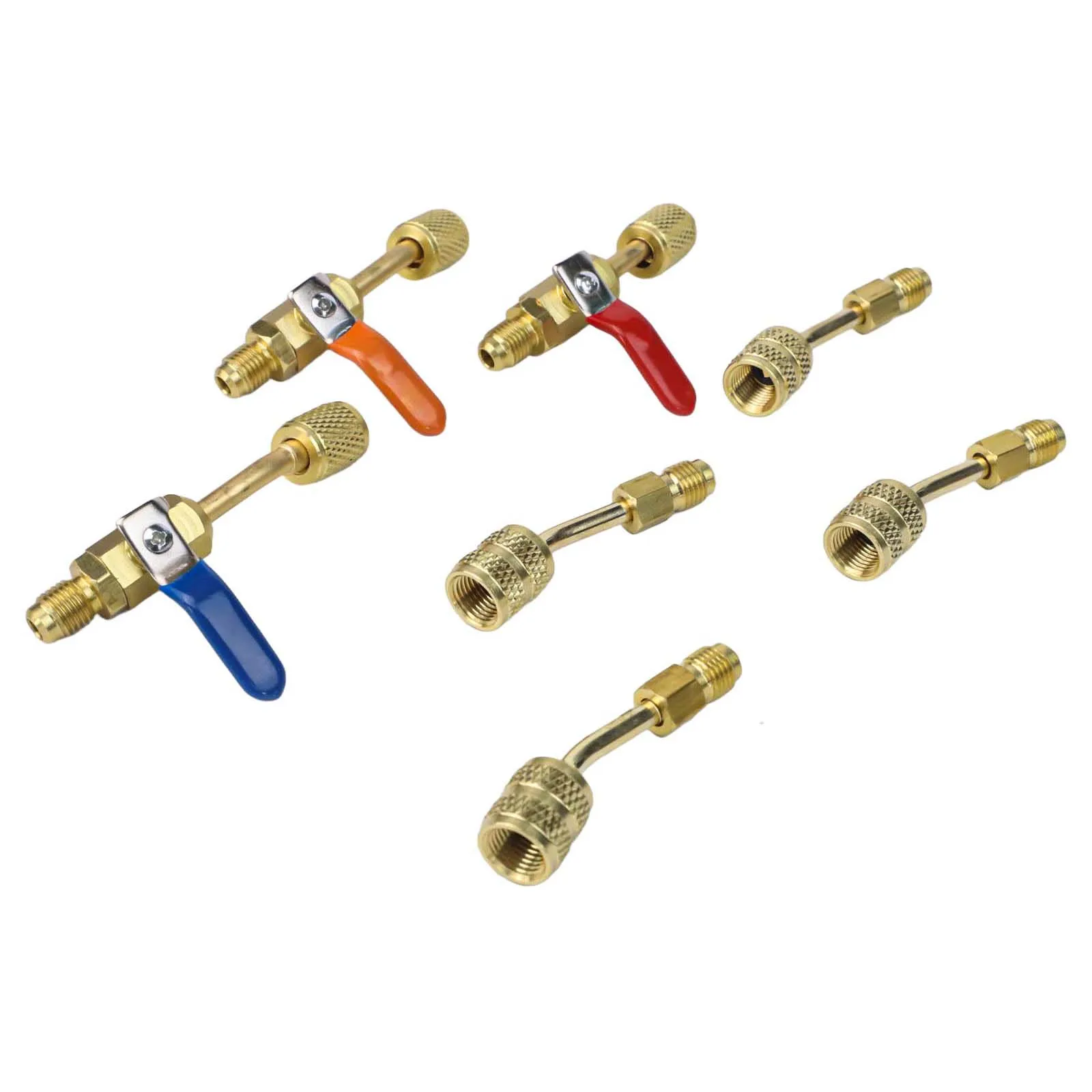 

7Pcs Air Conditioning Hose Angled Compact Ball Valve For R134A R410A R12 R22 Car Accessories Interiors
