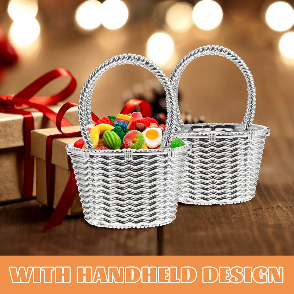 

24pcs Gold Silver C Baskets Small for Favors Wedding Party Decorations Gift Storage Elegant Compact Lightweight
