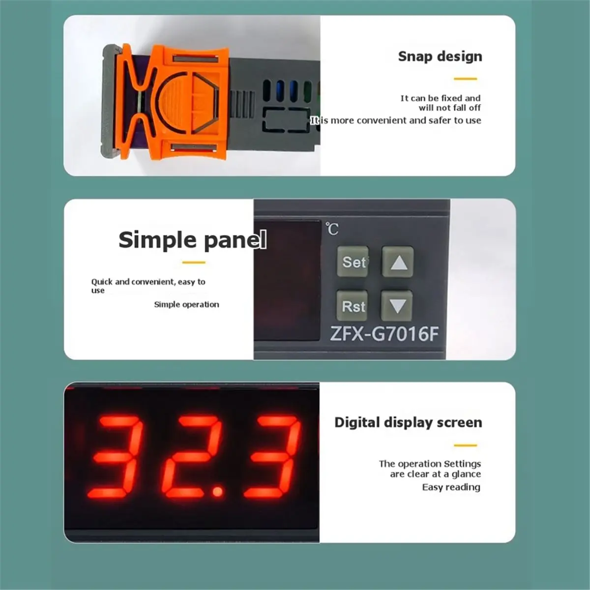 ZFX-G7016F Digital Thermostat Temperature Controller Microcomputer Digital Display Temperature Control Switch A