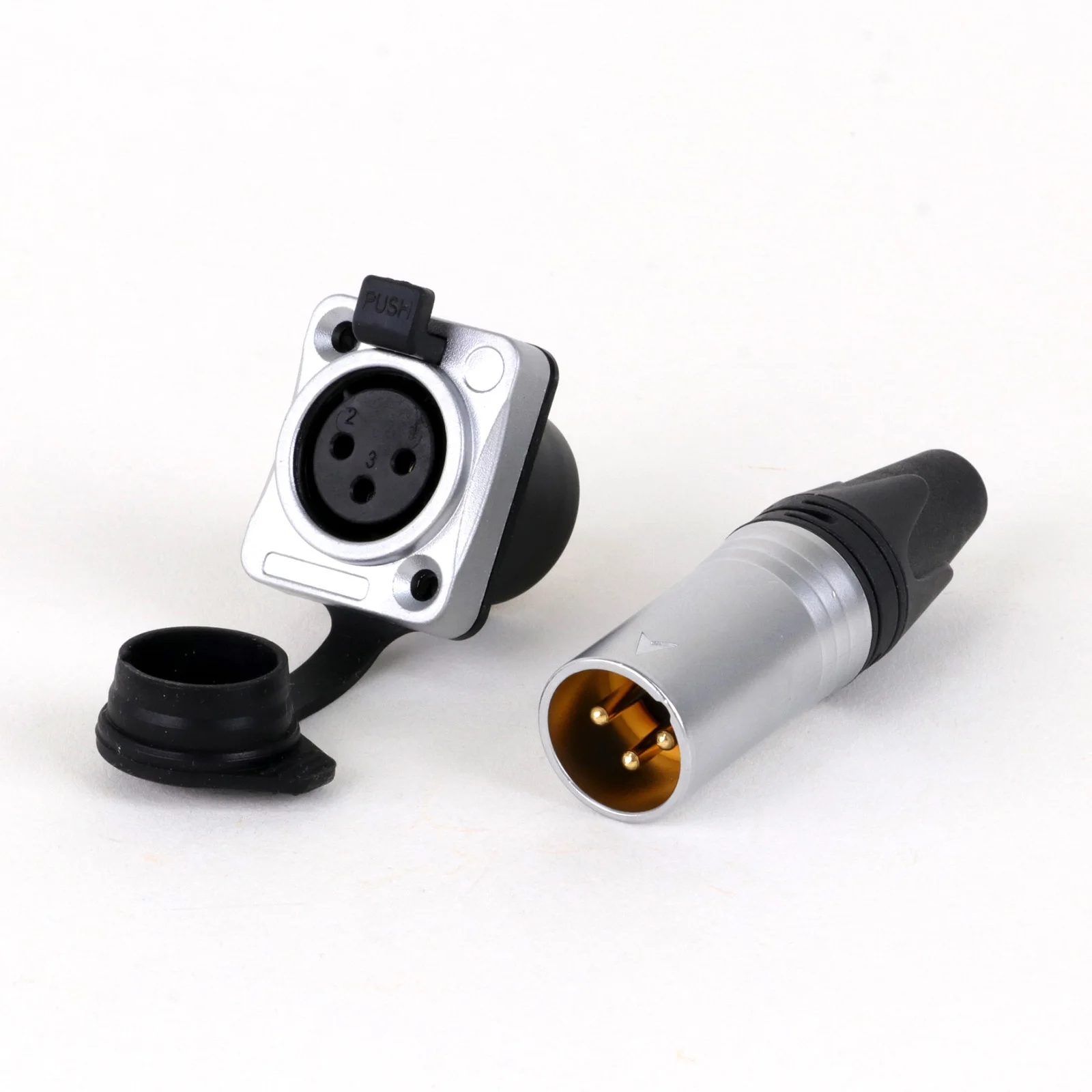 1pc/1set Waterproof 3Pin XLR Plug,Panel Mount Socket Adapter with Dustproof Cover Outdoor Performance Audio Wire Connector - view 4