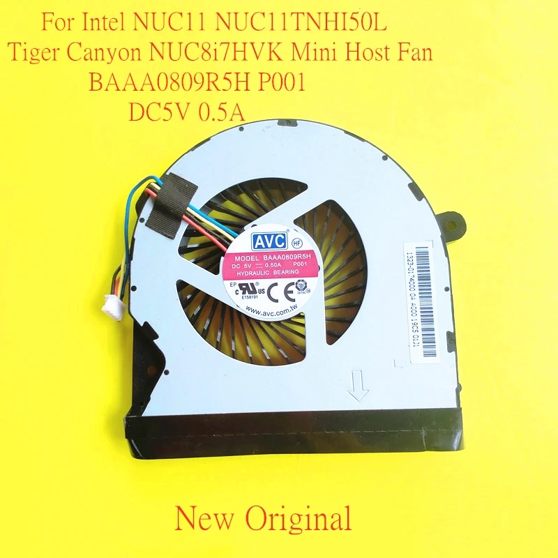 

New Original Laptop CPU Cooling Fan For Intel NUC11 NUC11TNHI50L Tiger Canyon NUC8i7HVK Mini Host Fan BAAA0809R5H P001 DC5V 0.5A