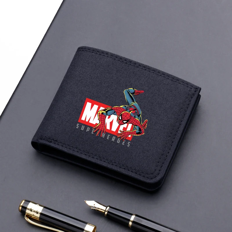 Disney Marvel Spiderman Foldable Coin Purse Anime Movie Cartoon Print Wallet Men Work Daily Money BankCard Storage Mini Bag Gift