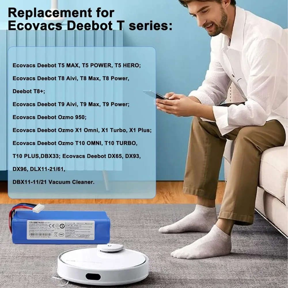 Akumulator do Ecovacs Deebot T5 T10 T8 Plus DBX11-11/21 DLX11-21/61 odkurzacz 201-1913-4201 S10-LI-144-5200 S10-LI-144-6800