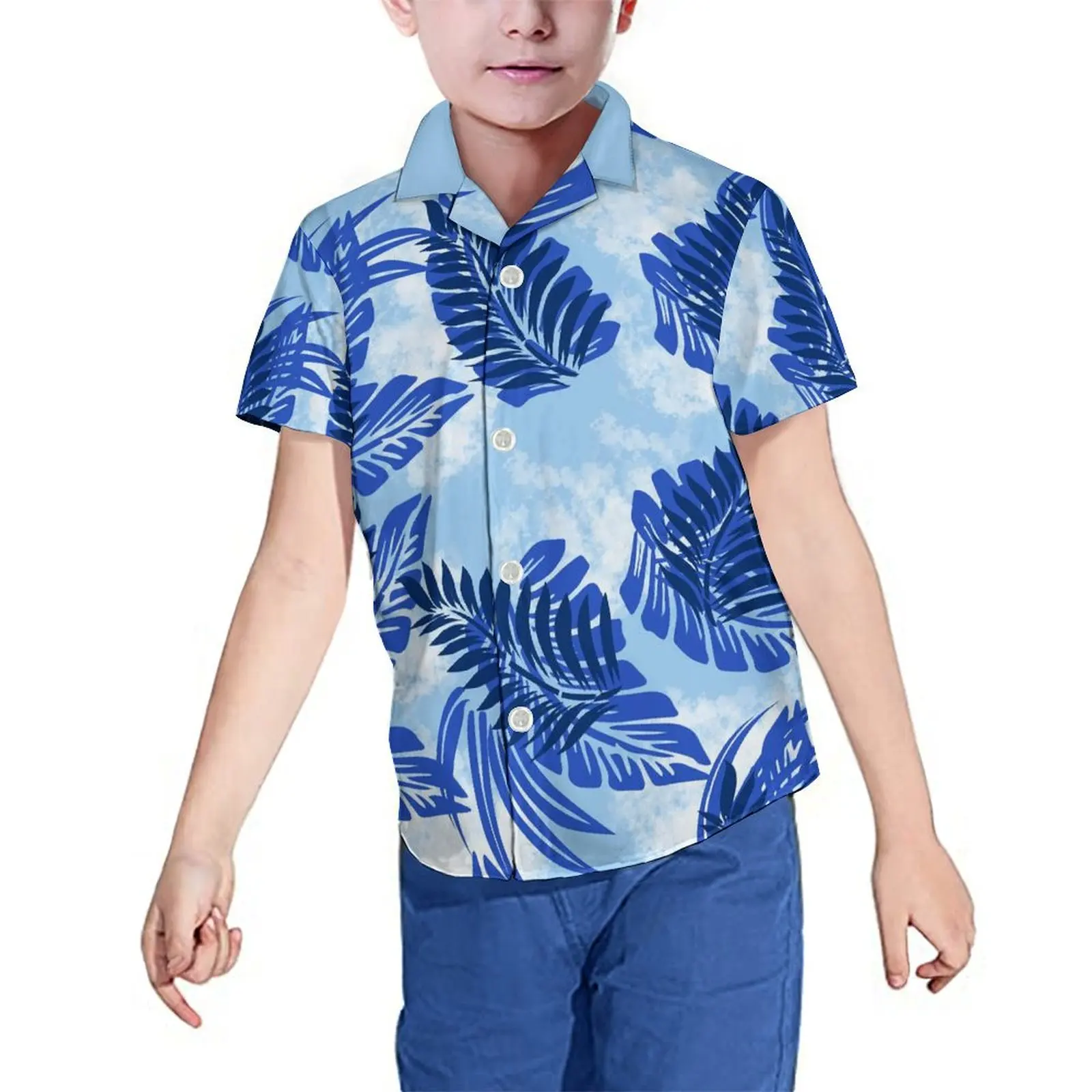 Island Tribe Ethnic Style Kids Suit Matching Polynesian Girls Halter Long Dress Samoa Boys Printed Shirt Support Customized