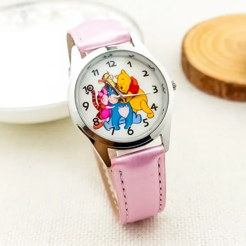 Disney Winnie Bear Tigger Piggy Pi Jie Yi Er Children\'s Watch Children\'s Watch Leather Band Glass Dial Watch  Present  For Child