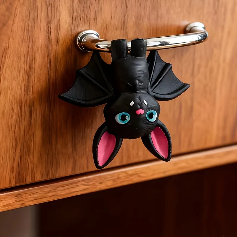 1PC Upside Down Bat Figurine, Cute Gothic Bat Statue for Car, Home, Office & Desktop Decor