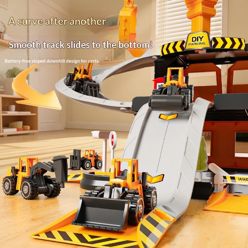 Pista de carreras de garaje, coche deslizante, juguetes para estacionamiento, coche de varias plantas, estacionamiento, policía de fuego, ingeniería, Mini vehículo de juguete para regalo para niños