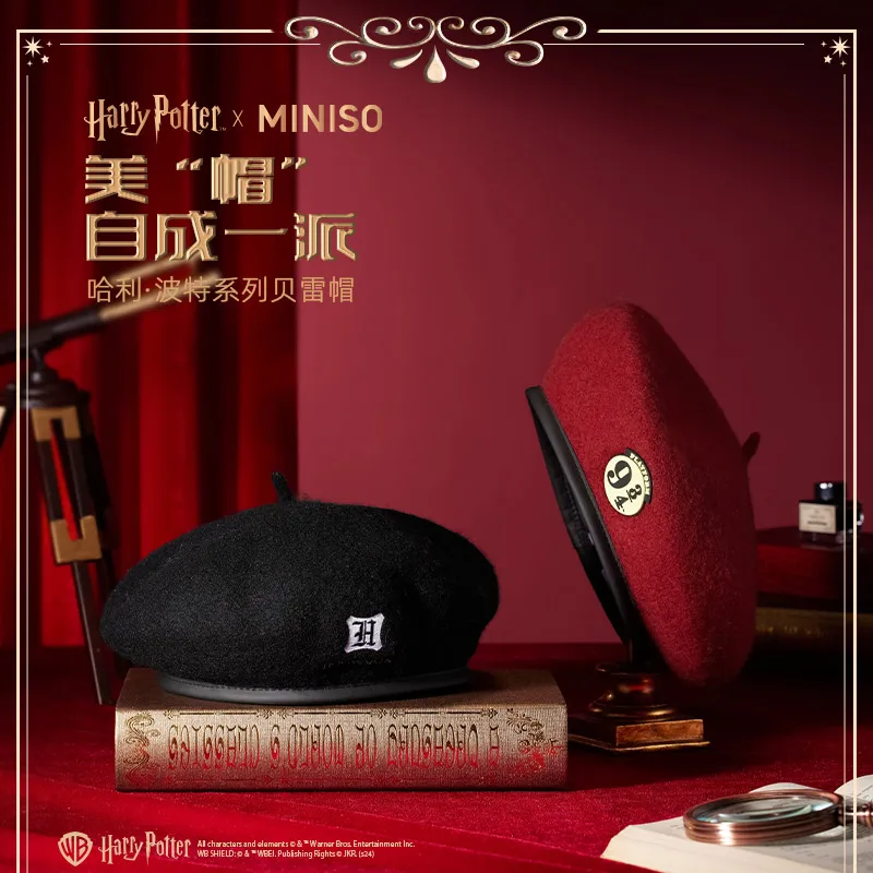 

MINISO Kawaii Harry Potter Series Preppy Wool Beret Autumn Winter Girly Heart Cute Warm Hat Surrounding Clothing Girls Gifts