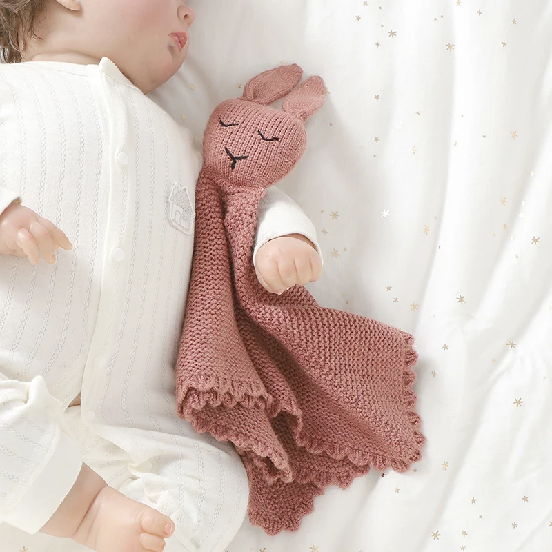 Soft Comforter Baby Security Blanket Cotton Muslin Newborn Boy Girl Solid Sleeping Appease Towel Knit Toddler Cuddling Facecloth