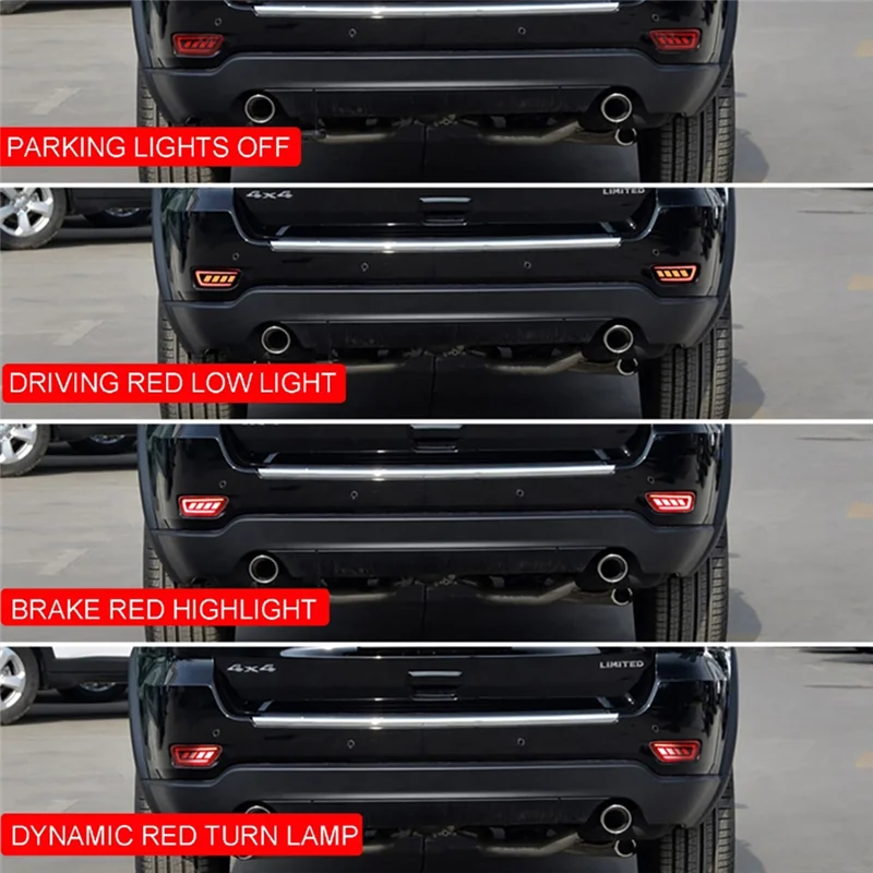 LED Tail Light For Jeep Grand Cherokee 2011-2022 Rear Bumper Reflectors Stop Brake Turn Signal Light For Jeep Compass-A02G