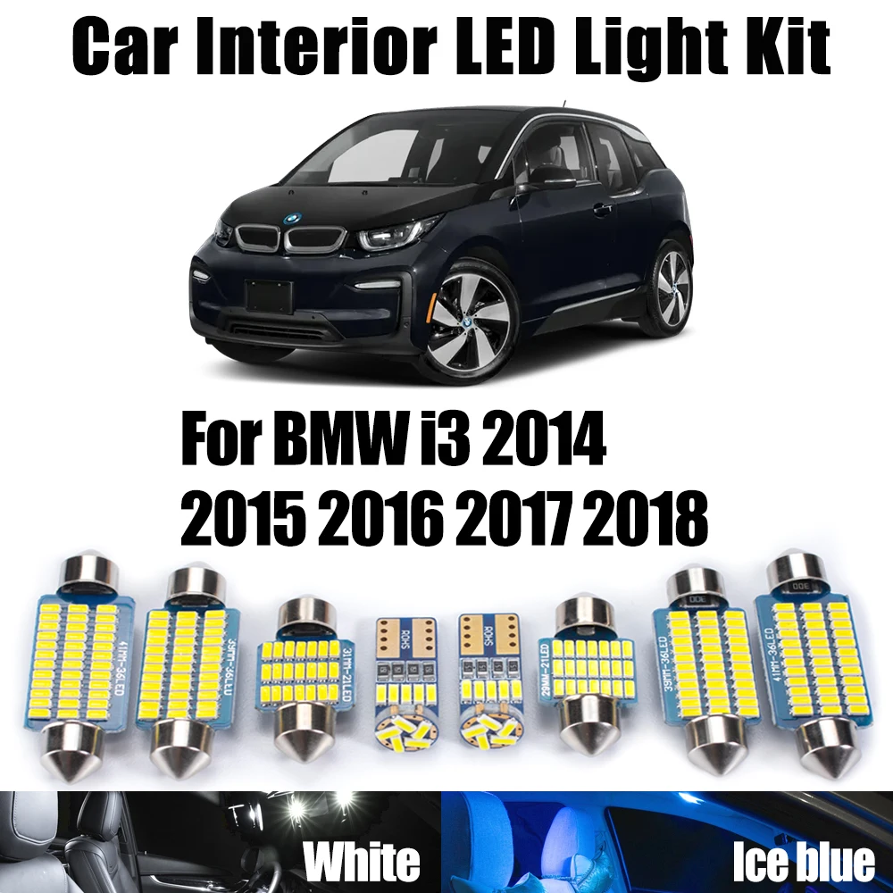 9Pcs For BMW i3 2014 2015 2016 2017 2018 Glove Box Dome Map Lamp Accessories Canbus Car Ceiling Bulbs LED Interior Light Kit