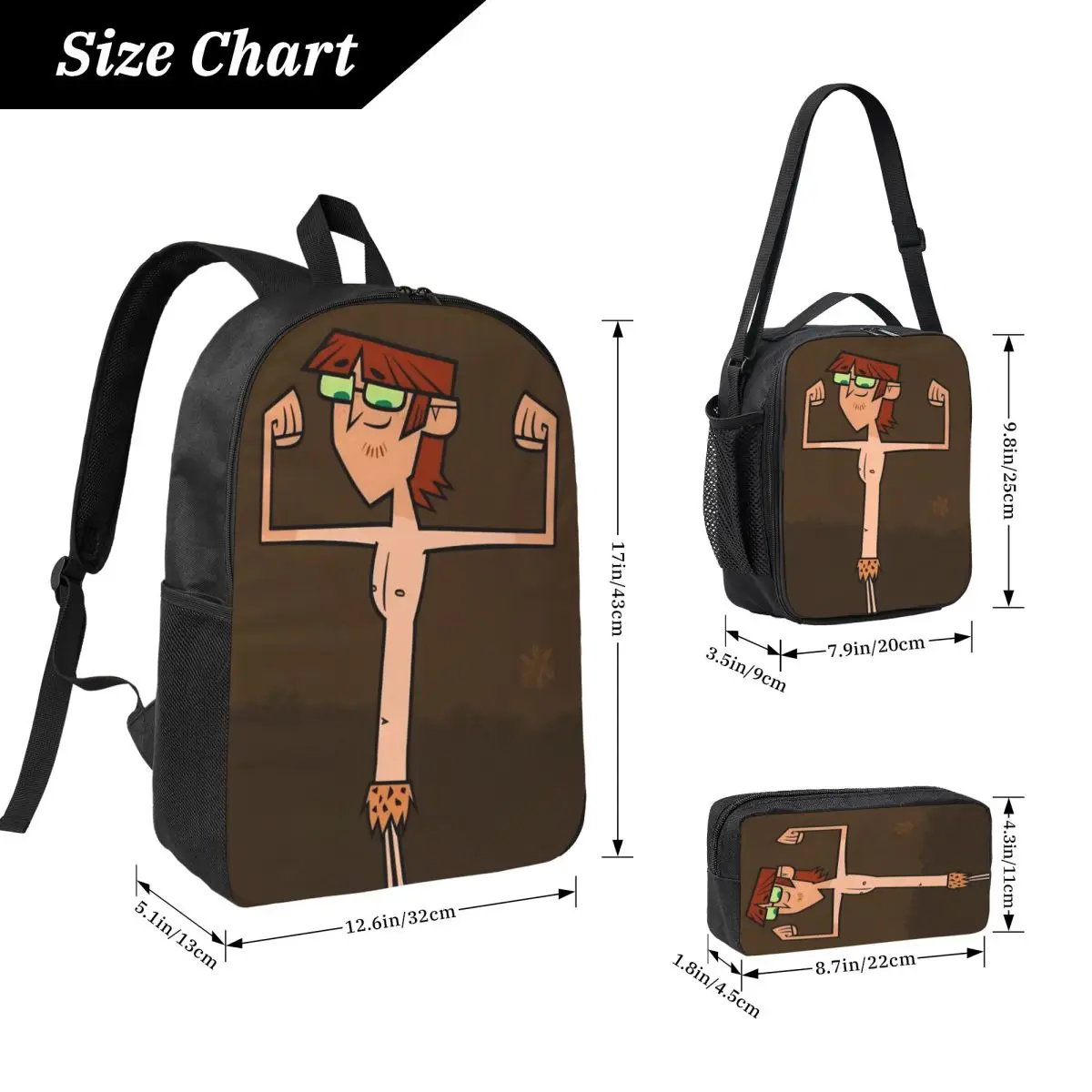 3Pcs Totals Dramas Accessories Backpack Set for Girls Boys Pen Bags Bookbag Sets with Lunch Box For School Students Daypack